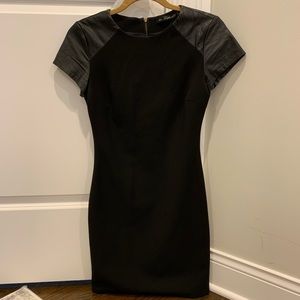 Zara black short leather sleeve dress